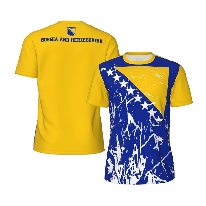 Bosnia and Herzegovina Football Jersey Unisex – 3D Printed National Emblem Shirt | Quick Dry Breathable Sports Tee | Casual Fan Top for Men & Women