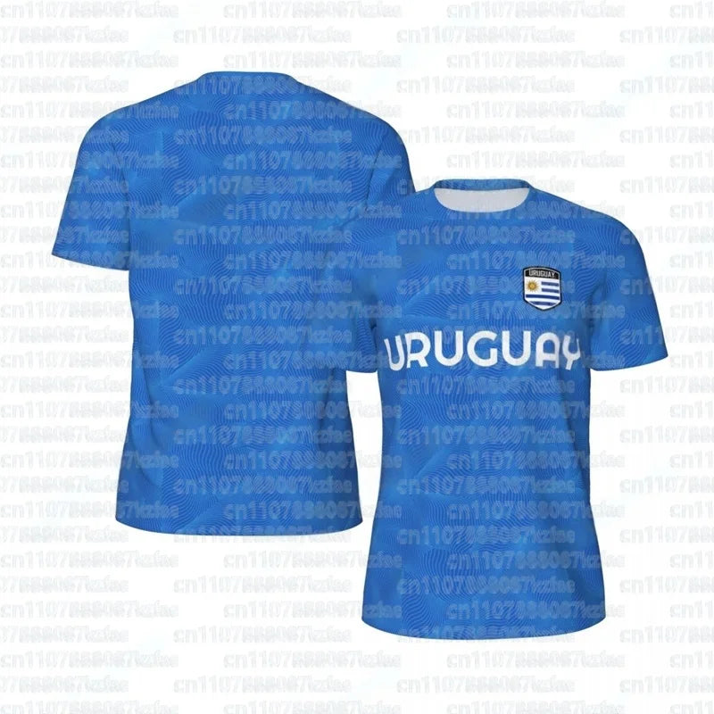 Fashion Uruguay Flag Graphic Football T Shirts Summer Trend 3D National Emblem Printed T-shirts Casual Oversized Sports Kids