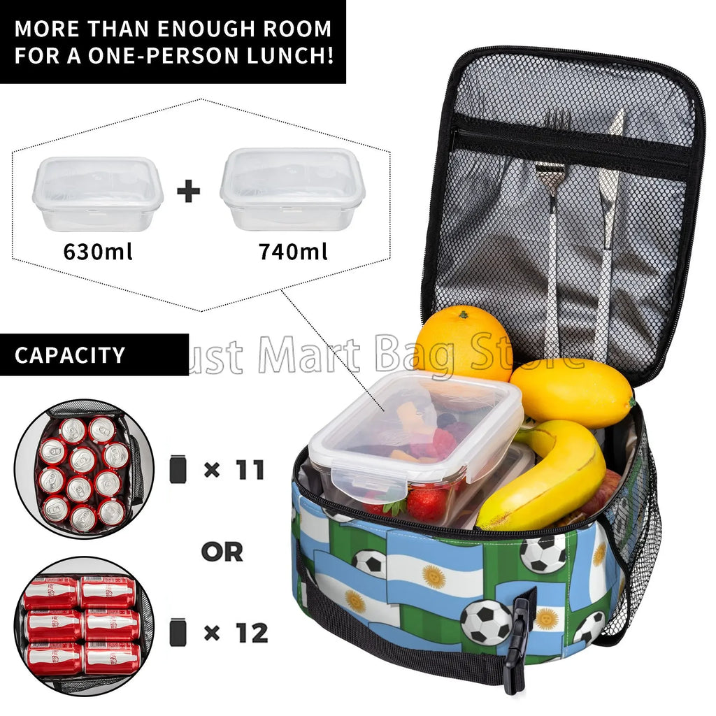 Argentina Flag Insulated Lunch Bag – Waterproof Thermal Bento Cooler Tote | Portable Reusable Picnic Lunch Box