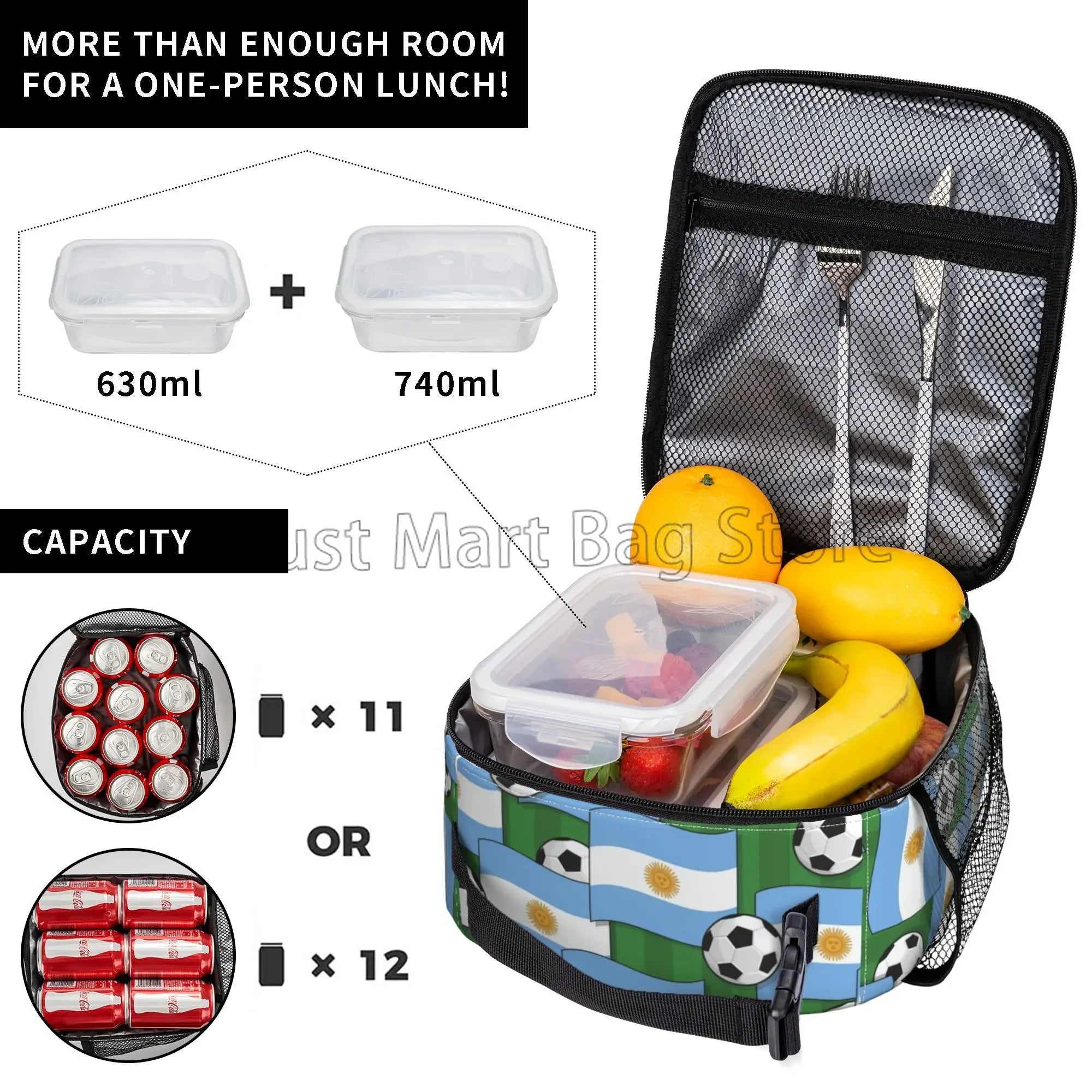 Argentina Flag Insulated Lunch Bag – Waterproof Thermal Bento Cooler Tote | Portable Reusable Picnic Lunch Box