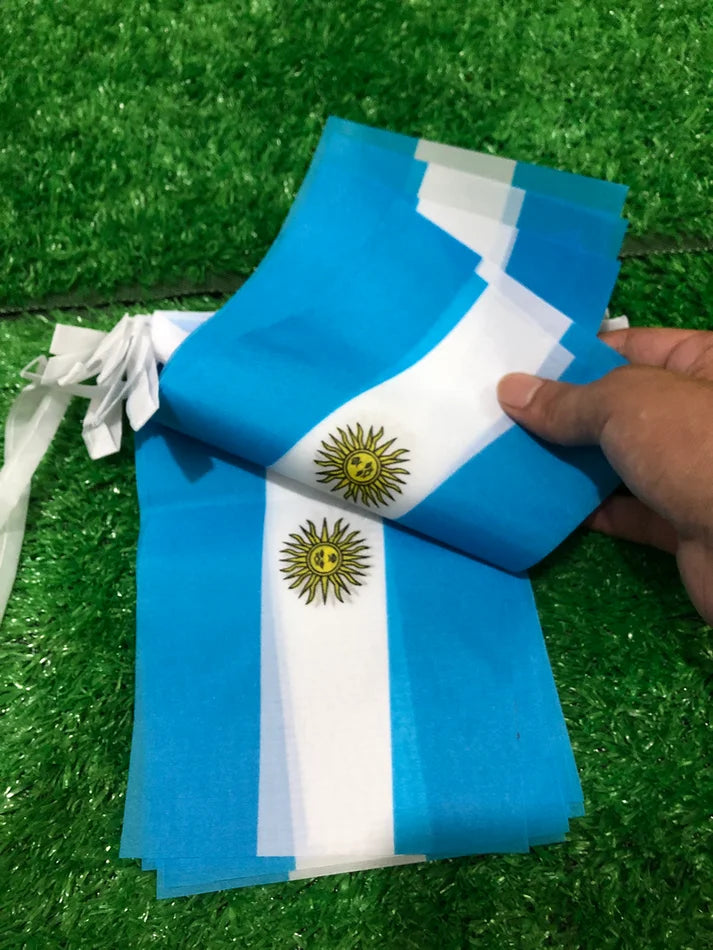 Argentina Bunting Flag Banner Set – 20PCS Polyester Pennant Flags (14×21cm) | String Garland Decoration for Festival, Party & Events