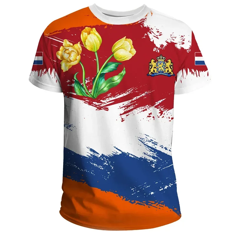 Team Shirt 2024 Football Jersey Netherlands Flag T Shirt Men 3D Printing Dutch T-Shirt Jersey Soccer Germany