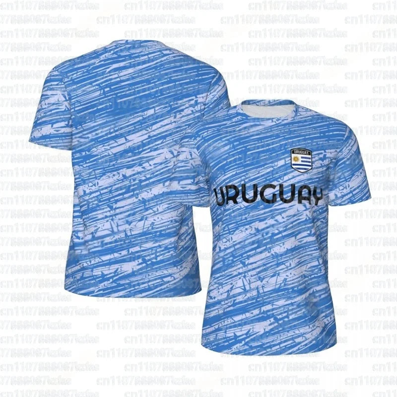 Fashion Uruguay Flag Graphic Football T Shirts Summer Trend 3D National Emblem Printed T-shirts Casual Oversized Sports Kids