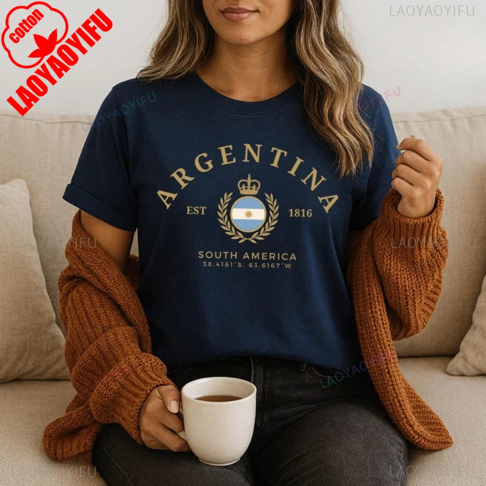 Argentina Vintage Style T-Shirt – Women’s Cotton Latin America Graphic Tee | Casual High-Quality Streetwear Top