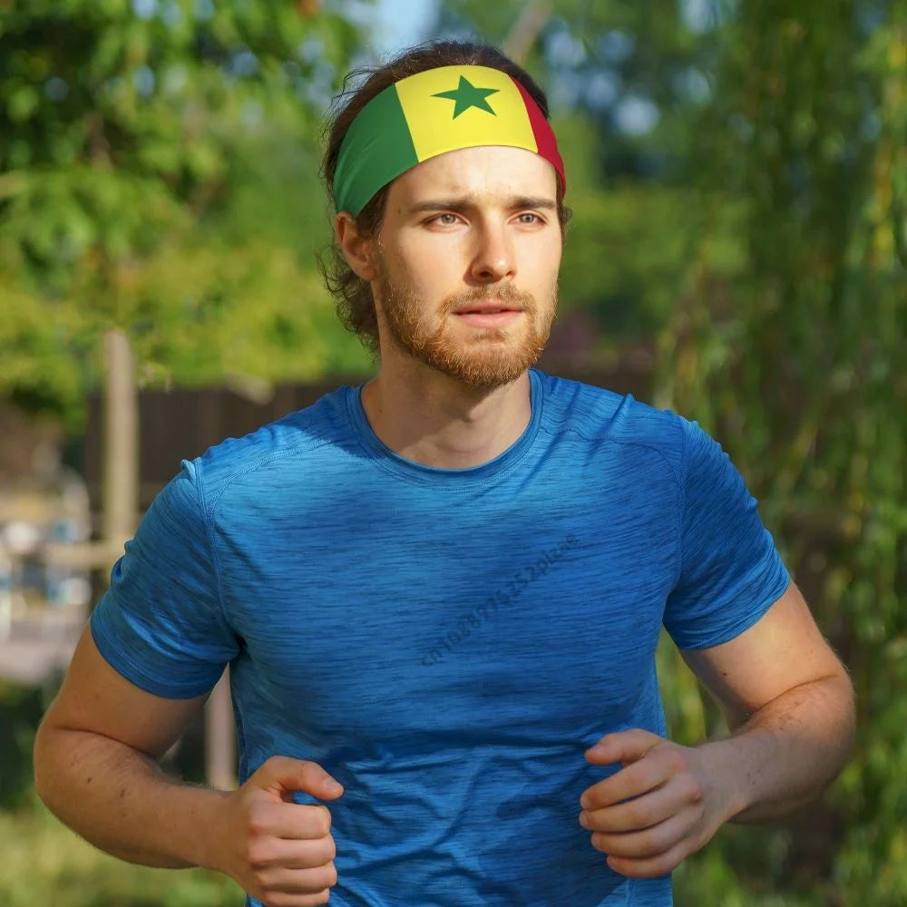 Senegal Flag Men Women Bands Elastic Wide Headbands For Yoga Sports Fitness Exercise Tennis Running Gym Dance Athletic