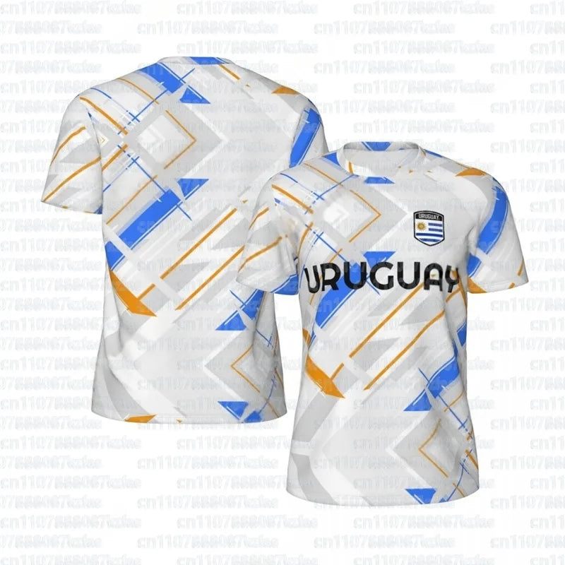 Fashion Uruguay Flag Graphic Football T Shirts Summer Trend 3D National Emblem Printed T-shirts Casual Oversized Sports Kids