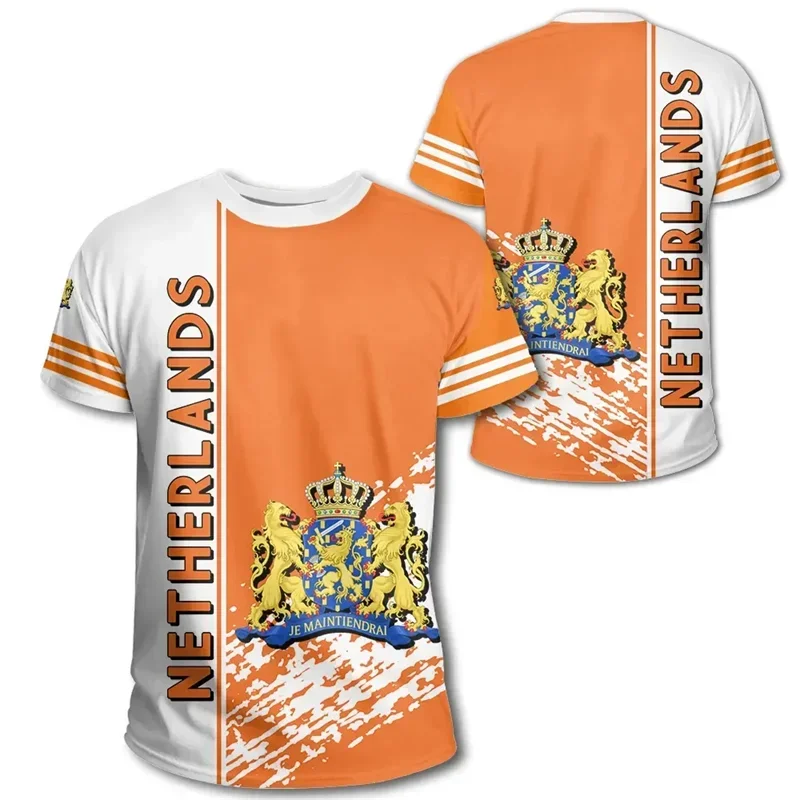 Team Shirt 2024 Football Jersey Netherlands Flag T Shirt Men 3D Printing Dutch T-Shirt Jersey Soccer Germany