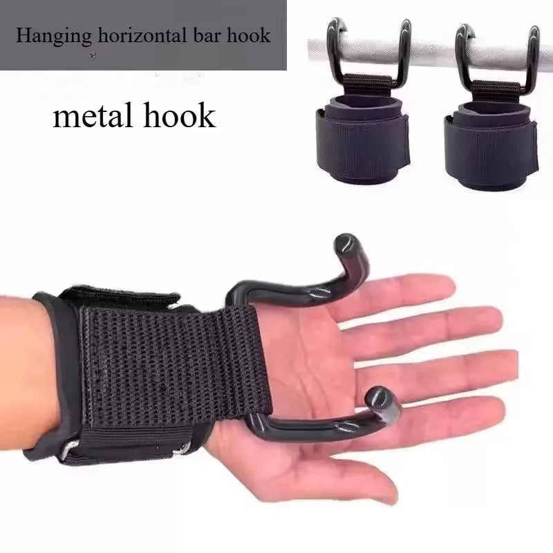 Weight Lifting Hooks Weight Lifting Grips Heavy Duty Pull Up Straps Adjustable Powerlifting Support Hooks Straps for Gym Workout