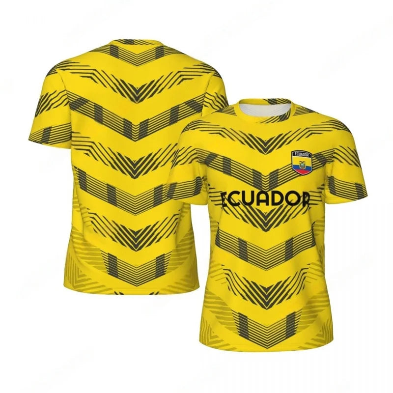 Ecuador Pattern Football T Shirt Men Summer Loose Soccer Running Short Sleeves Tops Tshirt Fashion Sports Football Jersey Tees