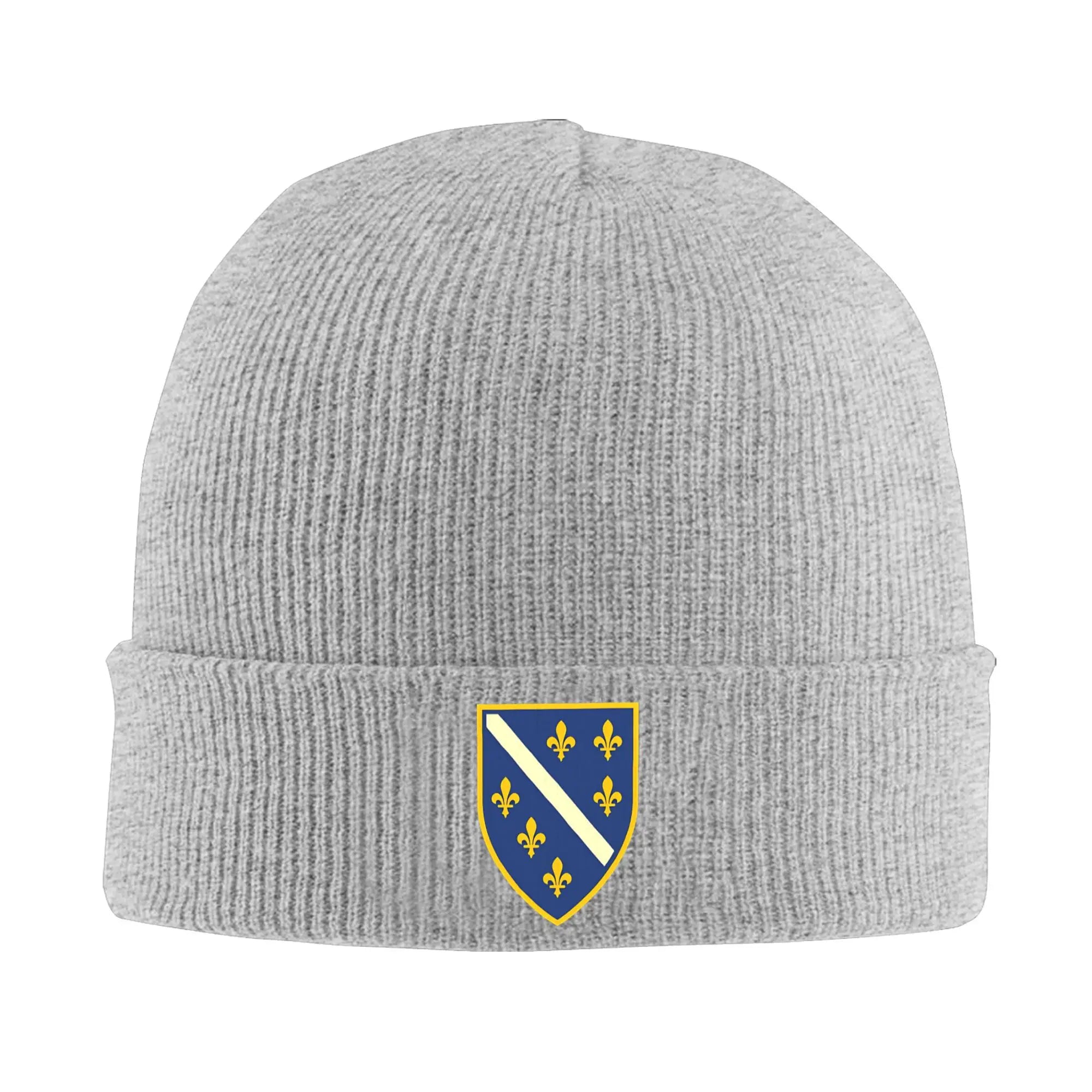 Bosnia and Herzegovina Arms Beanie Hat – Unisex Vintage Knit Cap | Warm Soft Bonnet | Kpop Style Autumn Winter Hat with Bosnia Flag Design