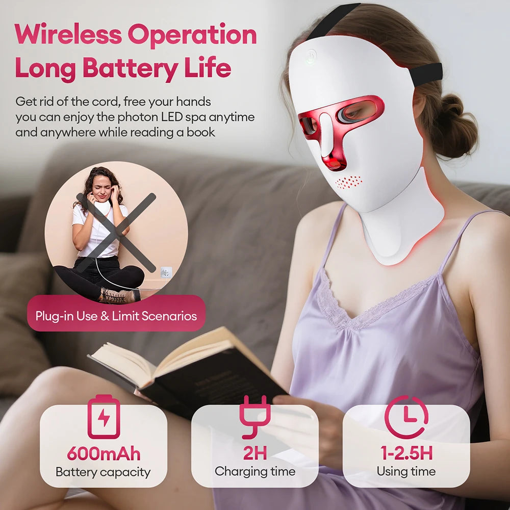 LED Face and Neck Mask – Red Light Therapy Face Mask for Skin Rejuvenation & Glow