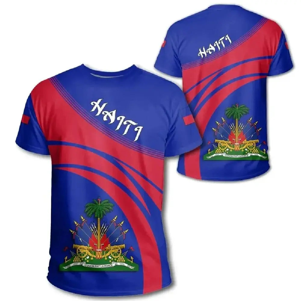 HAITI Flag 3D Print Sports Quick-dry Breathable Men T-shirt Outdoor Football Jersey Team Short-sleeve Parent-child Top Clothes