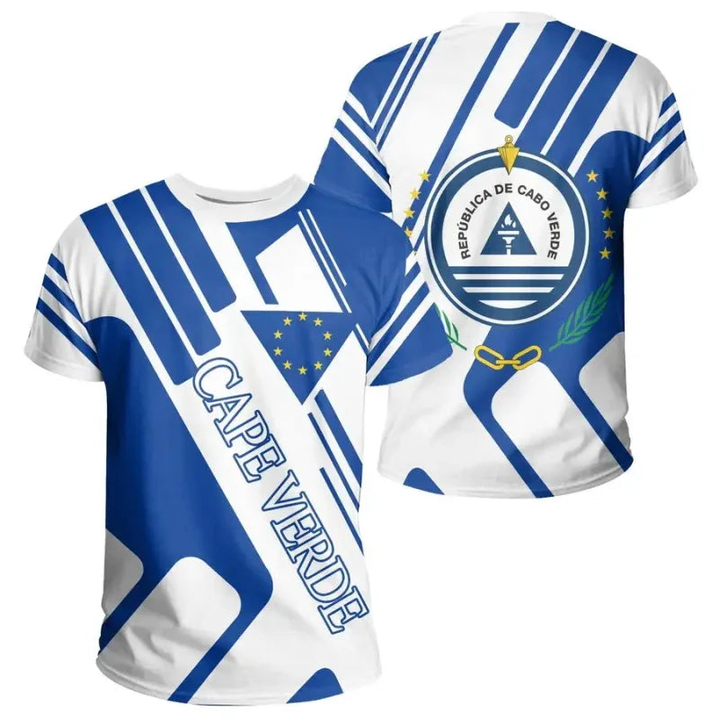 Cape Verde National Flag Emblem Print T-shirt For Men Vert Caboverde Short Sleeve T Shirt Bandana Vert Celebration Tees Top