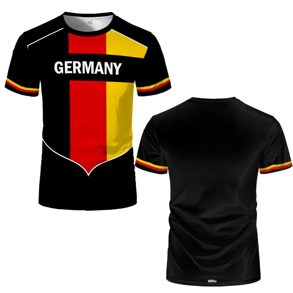 2026 New Germany Football Jersey Flag Print T-shirt Men Women Quick Dry Soccer Training Casual Streetwear Short Sleeve Sport Top