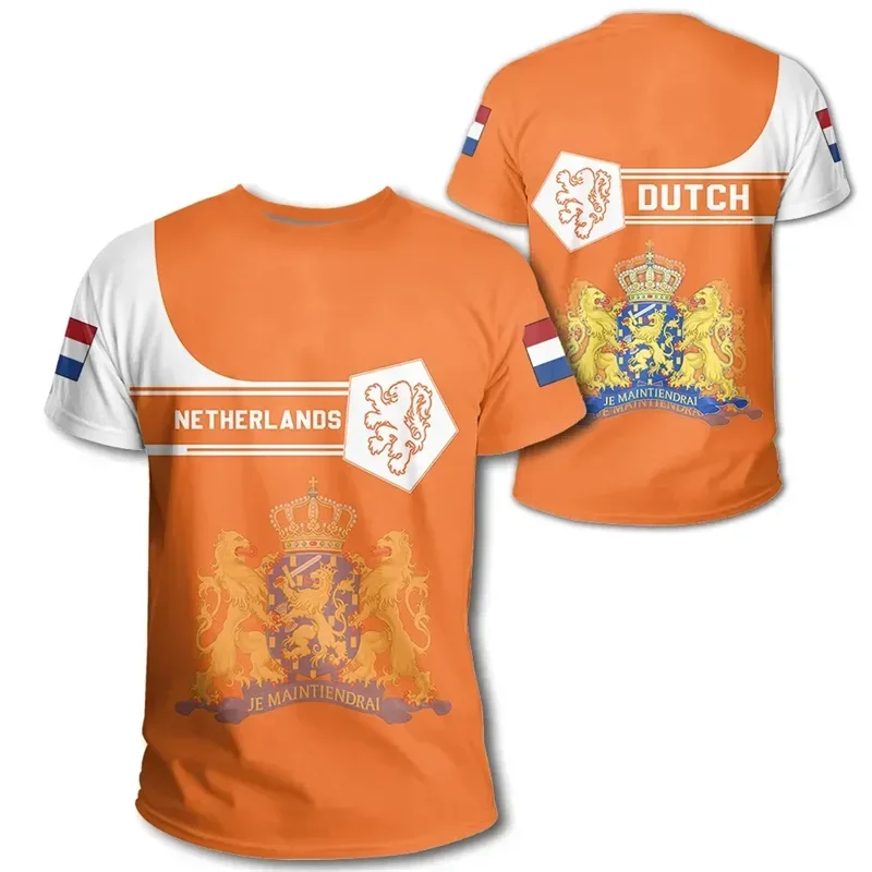 Team Shirt 2024 Football Jersey Netherlands Flag T Shirt Men 3D Printing Dutch T-Shirt Jersey Soccer Germany