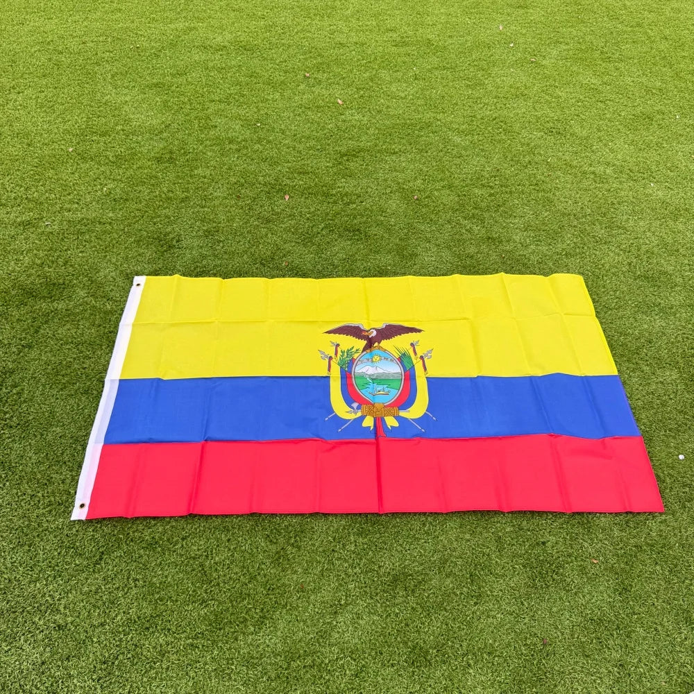 Ecuador Flag 150x90cm 3x5 FT Ecuadorian National Flag with Coat of Arms Polyester Double Stitched Outdoor Indoor Decoration