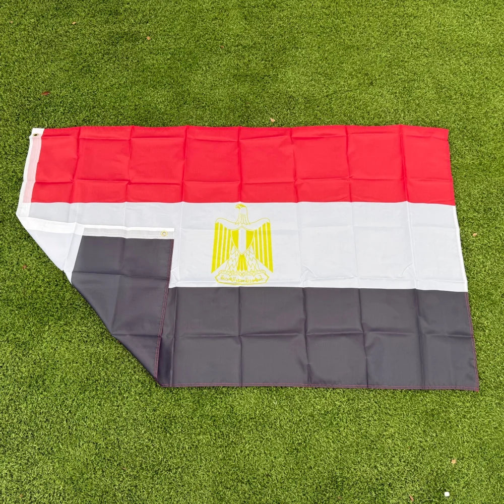 Egypt Flag 150x90cm Large 3x5 FT Egyptian National Flag with Eagle Emblem Polyester Double Stitched Outdoor Indoor Decoration