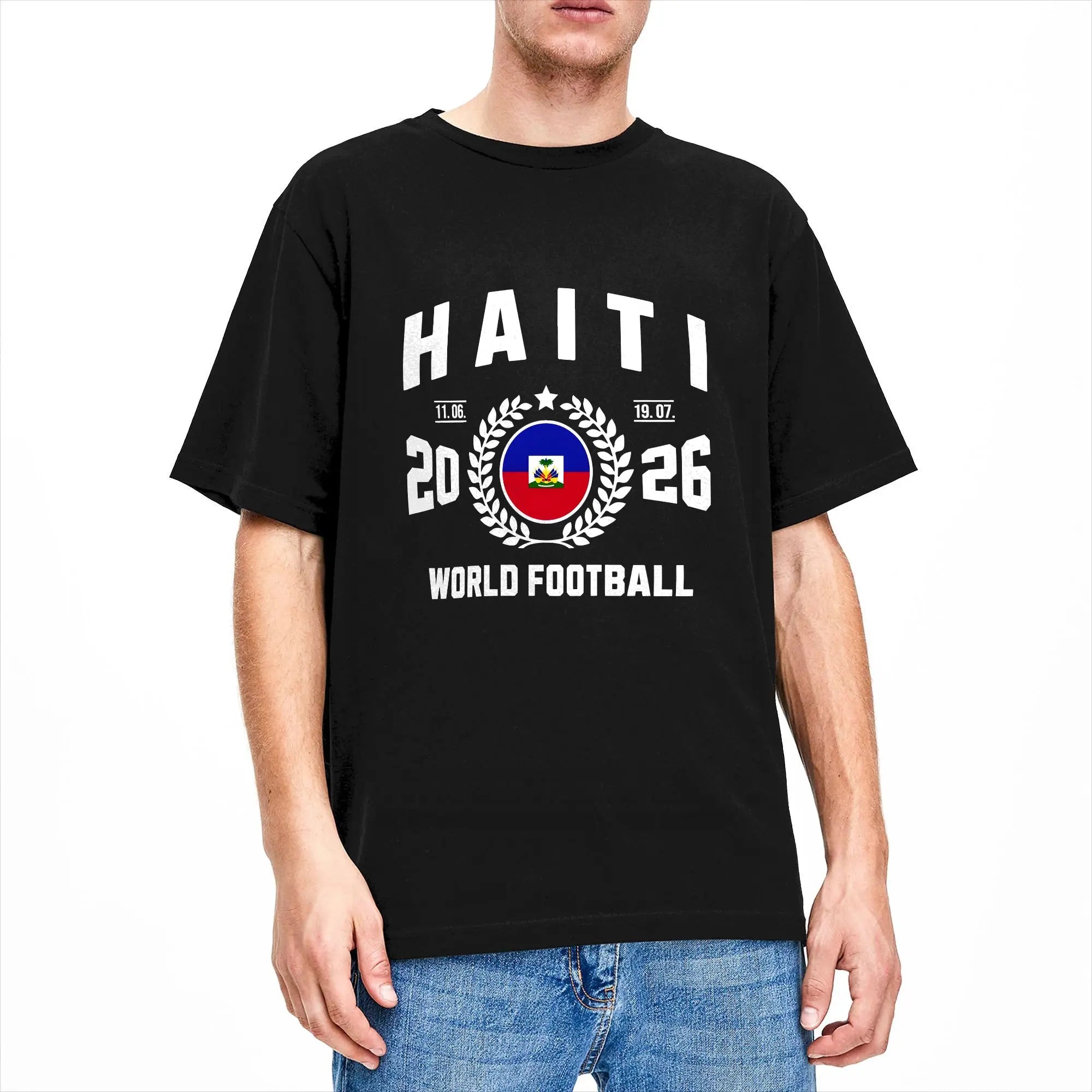 Haiti Football Supporter 2026 Badge T-Shirt  Hip Hop T Shirts Short-Sleeved Vintage Tshirt Summer Cotton Oversized Clothes