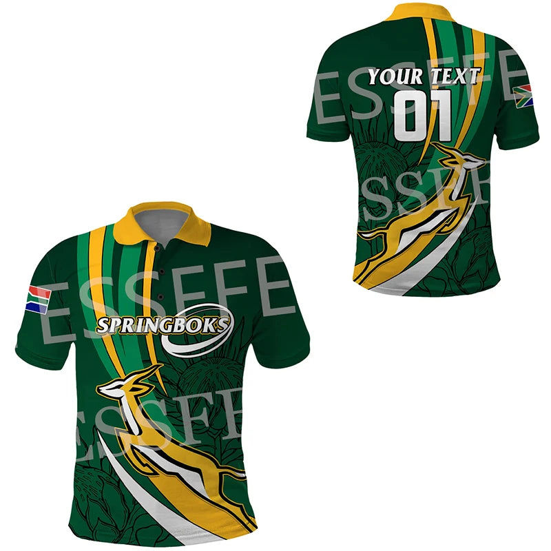 Custom Name Africa Country South Africa Flag Tattoo Retro Vintage 3DPrint Summer Casual Polo Shirts Short Sleeves Streetwear X3