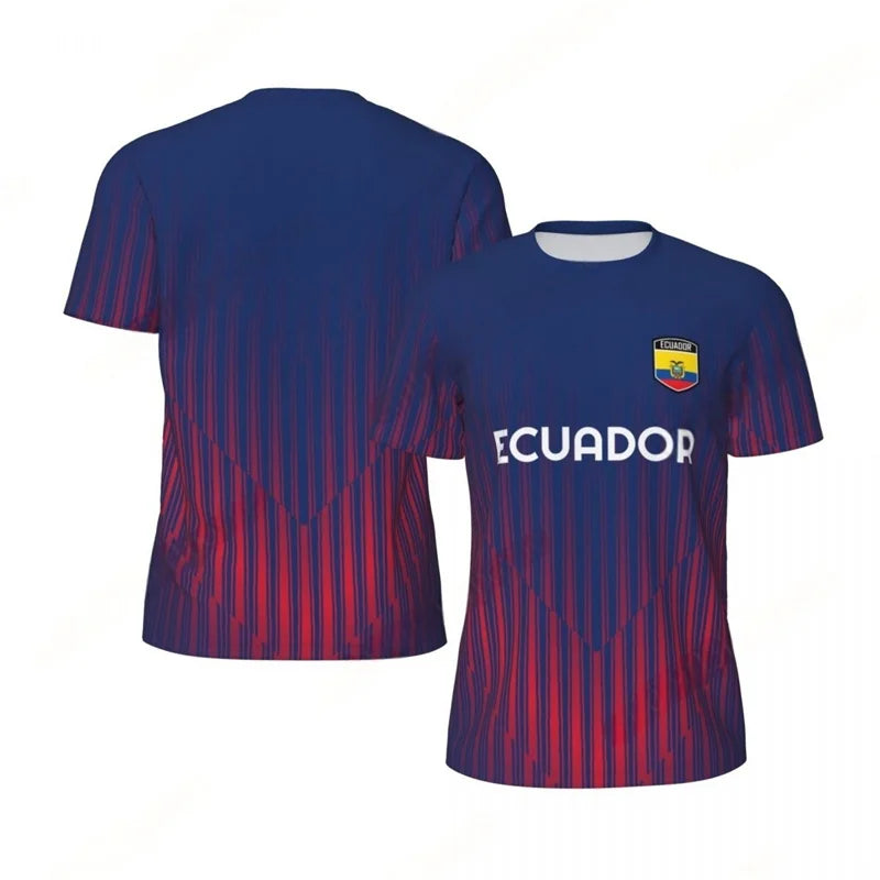 Ecuador Pattern Football T Shirt Men Summer Loose Soccer Running Short Sleeves Tops Tshirt Fashion Sports Football Jersey Tees