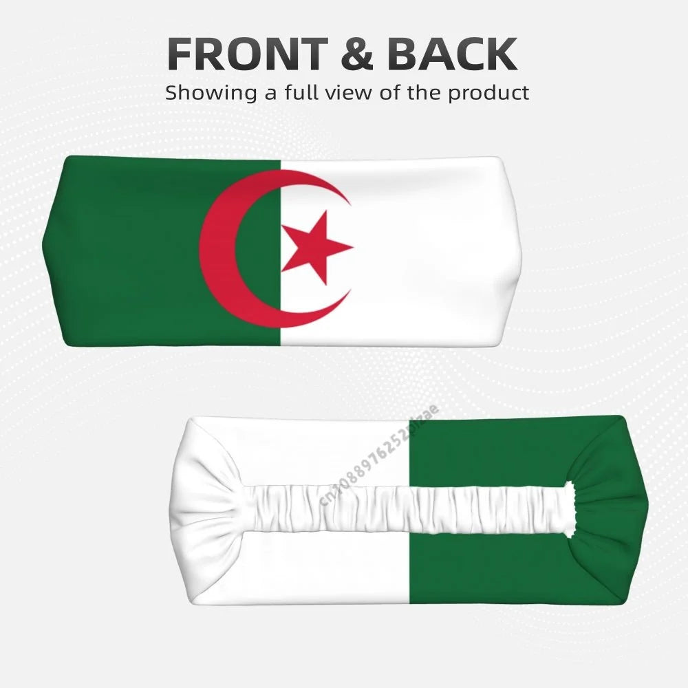 Algeria Flag Sports Headband – Wide Elastic Hair Band for Men & Women | Yoga, Running, Fitness & Gym