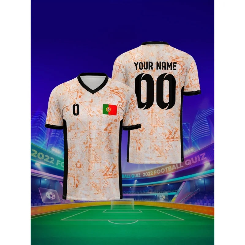 Portugal Jerseys Pattern T-Shirt For Men Football Customized 3D Printed Short Sleeve Top Summer Loose O-Neck T Shirts Sport Tees