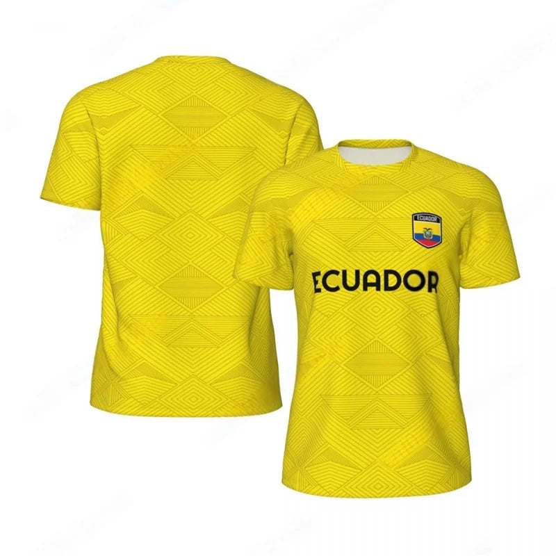 Ecuador Pattern Football T Shirt Men Summer Loose Soccer Running Short Sleeves Tops Tshirt Fashion Sports Football Jersey Tees