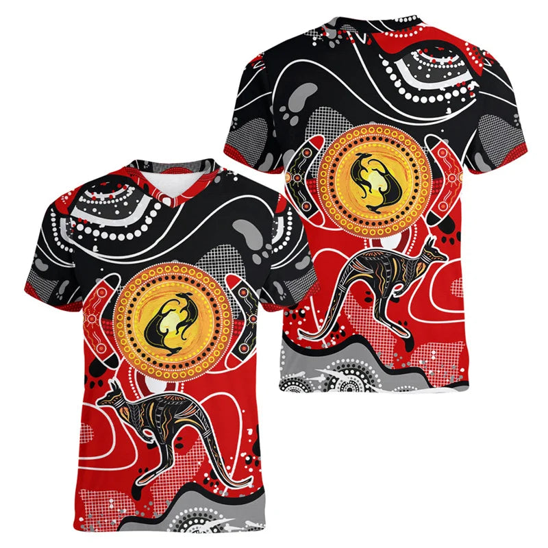 Australia Kangaroo 3D Printed T-Shirt Men Australia World Cup Jersey 2026 Style | Australia Soccer Jersey & Rugby Tee V-Neck Summer Top