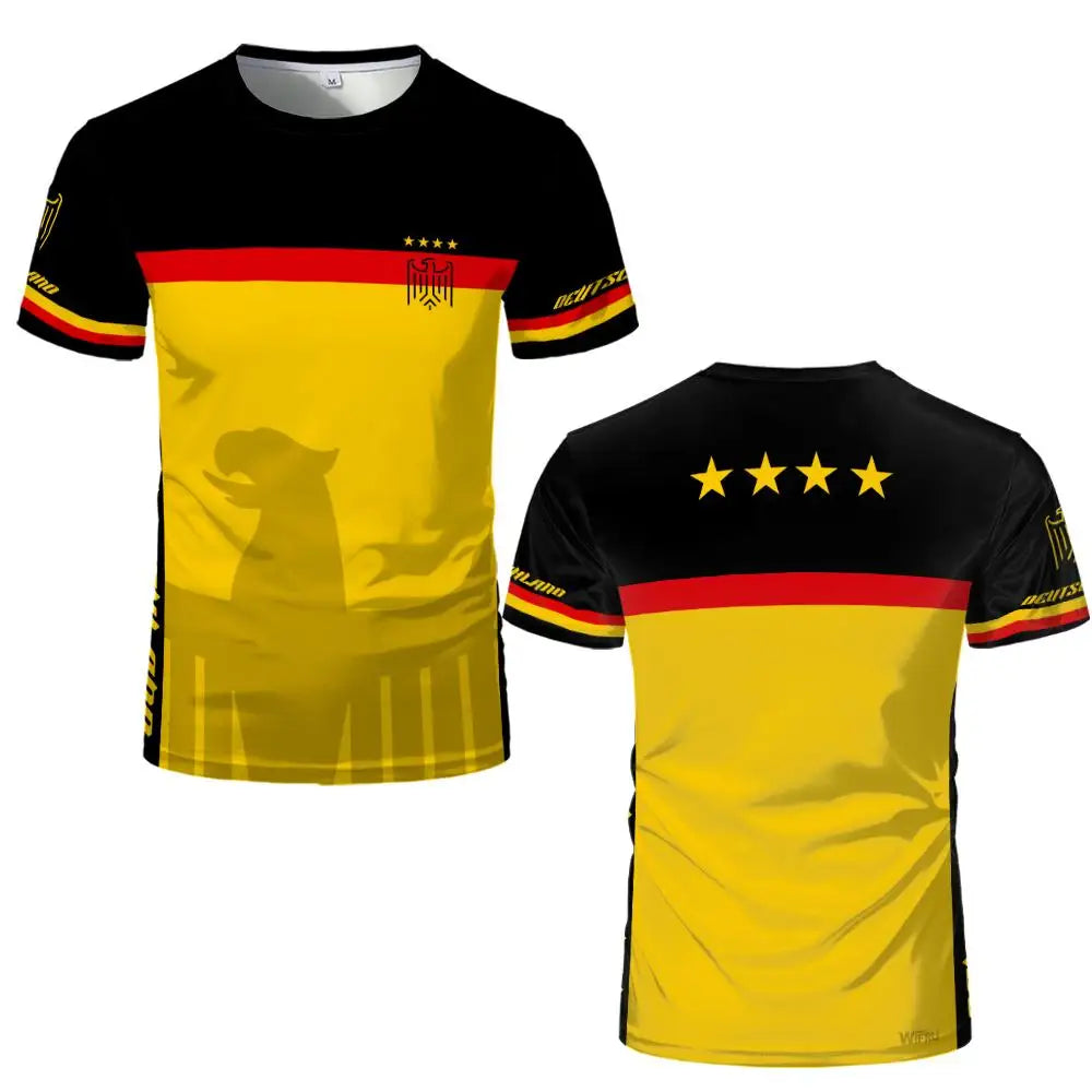 2026 New Germany Football Jersey Flag Print T-shirt Men Women Quick Dry Soccer Training Casual Streetwear Short Sleeve Sport Top