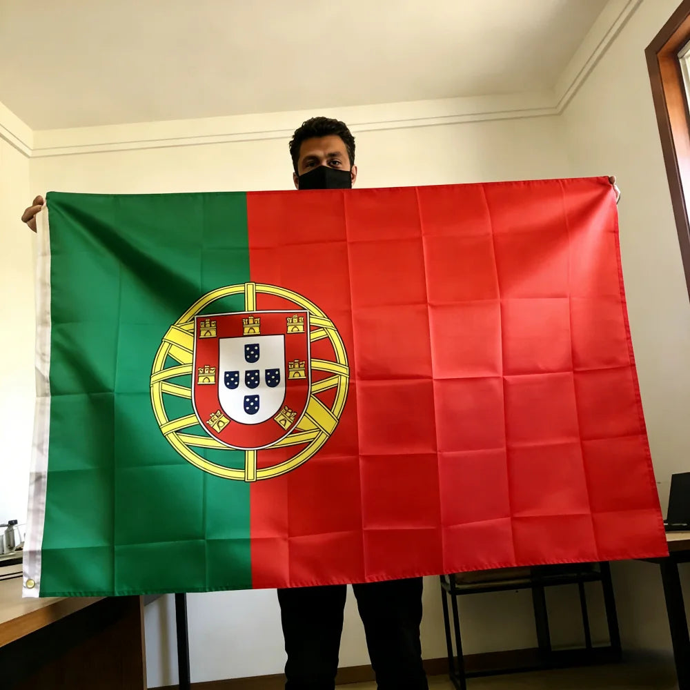 Portugal Flag 150x90cm 3x5 FT with Coat of Arms Polyester Double Stitched Outdoor Indoor Decoration