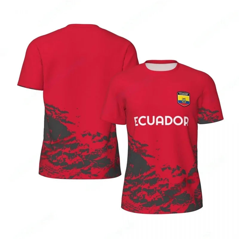 Ecuador Pattern Football T Shirt Men Summer Loose Soccer Running Short Sleeves Tops Tshirt Fashion Sports Football Jersey Tees