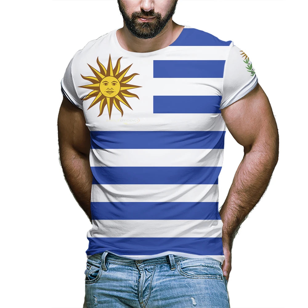 Uruguay Flag Football T-shirts Gym Sports Men & Women Short-sleeved T-shirt Gift for Soccer Fans Uruguayan Badge 3D Printed Tees