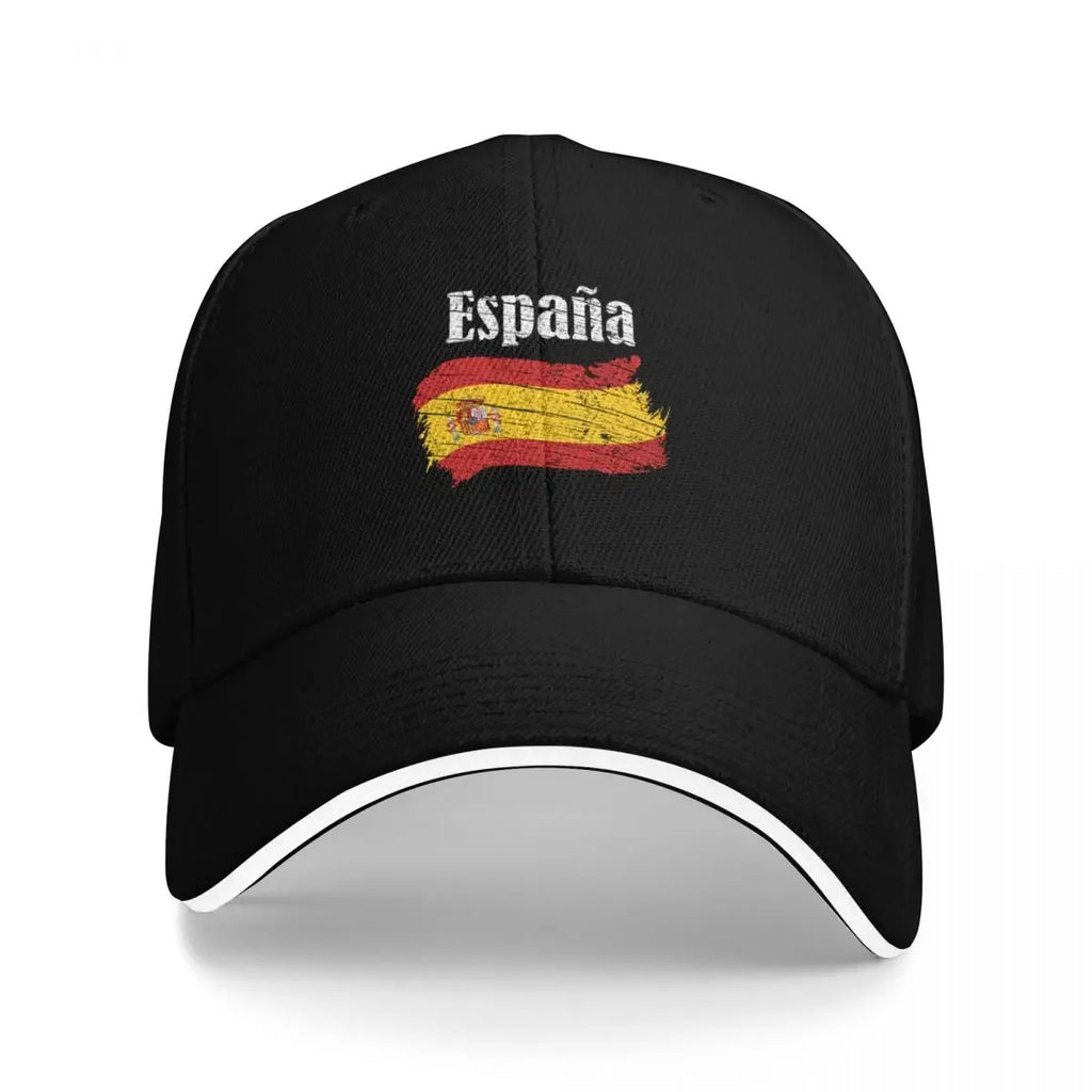 Espana Spanish Flag Vintage Graphic - Spain Lovers Tourists Souvenir Cool National Gift Baseball Cap Sun Cap Visor Mens Women's