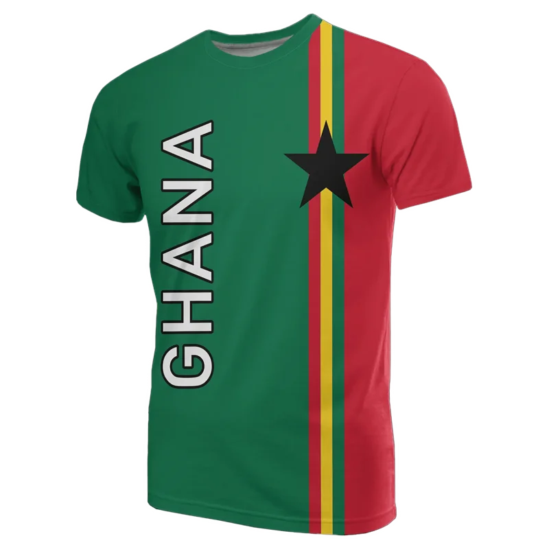 Camiseta masculina com estampa da bandeira e emblema de Gana africana, camiseta de time de futebol, camiseta de treino esportivo de verão ao ar livre