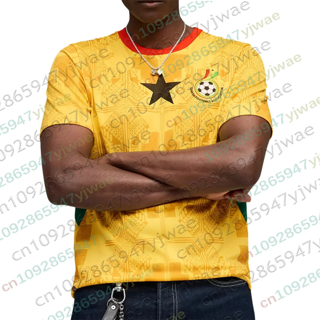 26-27 Ghana Home Football Jersey Golden Speed Drying Sports Clothing Outdoor Fitness Training Tee Summer Adult Kid'S T-Shirt