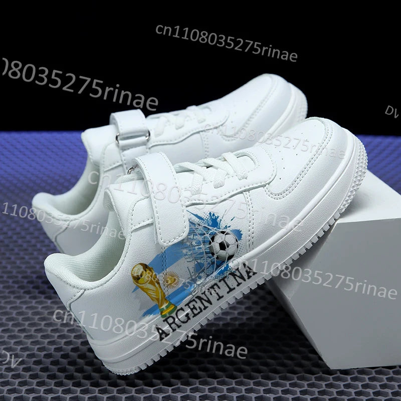 Argentina 2026 Football Sports Shoes for Kids – Boys & Girls Lightweight Breathable Walking Sneakers | Soft Sole Casual Athletic Running Shoes