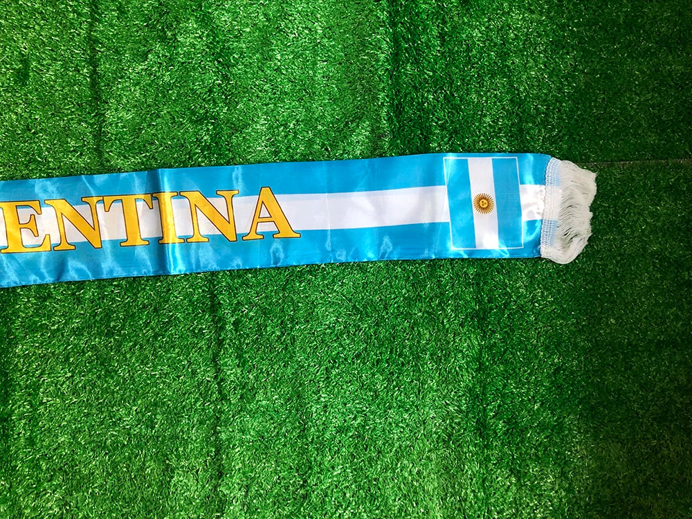 Argentina Flag Satin Football Scarf – 14×130cm Fan Banner | Lightweight Soccer Supporter Shawl for Match Day & Events
