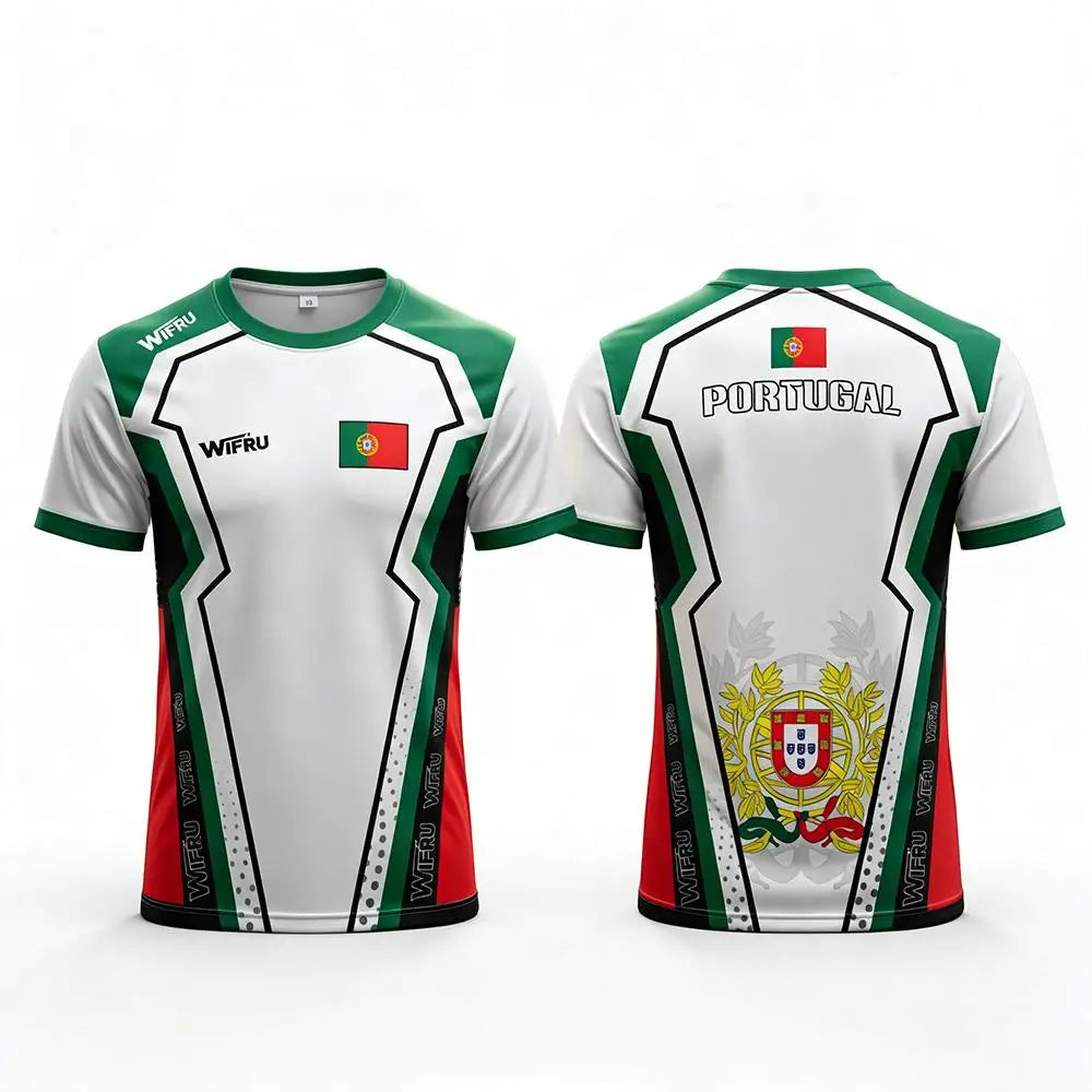 Portugal Flag 3D Printed Jersey Summer Outdoor Breathable Short-sleeved Football Training Top 2026 Men's Fan Gift T-shirt