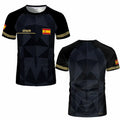 Spain Flag Graphic Jersey Fashion Geometric Print Quick-drying Football T-shirt Men Women Sports Training Casual Breathable Tops