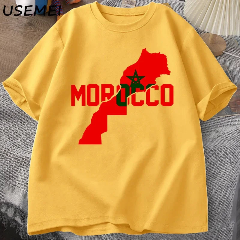 Morocco Flag Graphic T Shirts Men Cotton Short Sleeve Moroccan T-shirt Men's Printed T Shirt Male Clothes Streetwear
