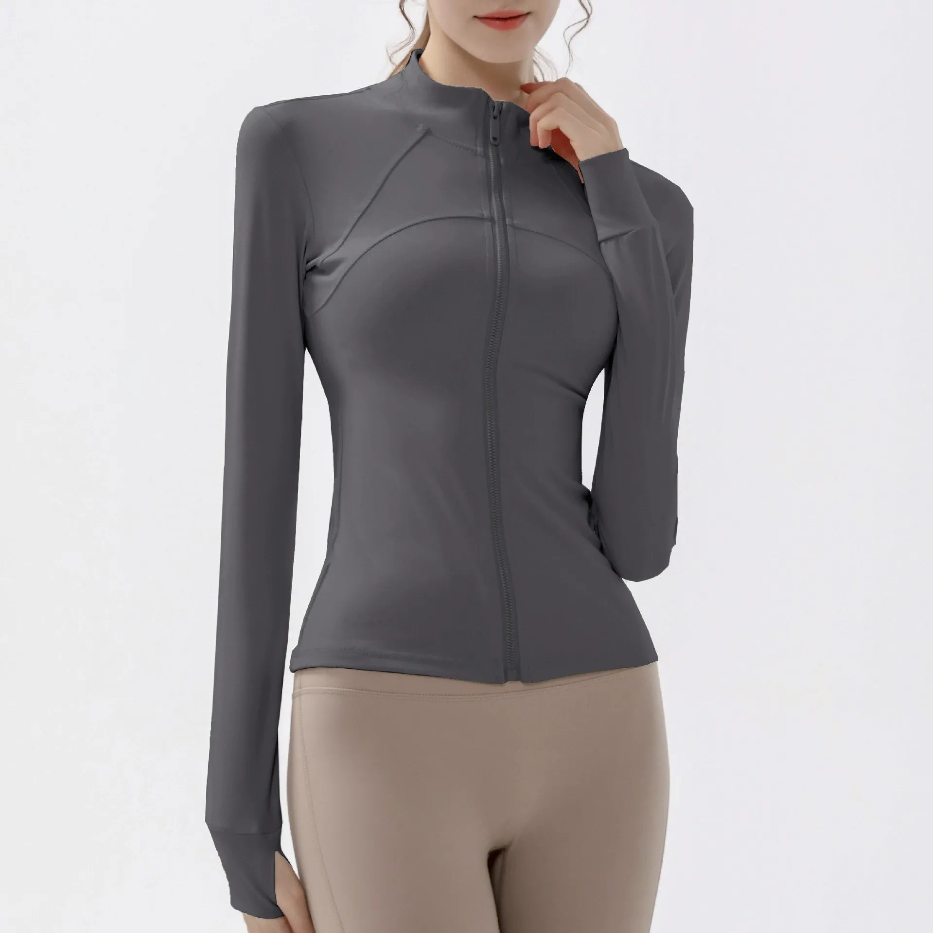 Women’s Sports Jacket Long Sleeve Quick Dry Gym Jacket Fitness Workout Running Training Zip Up Sportswear Coat