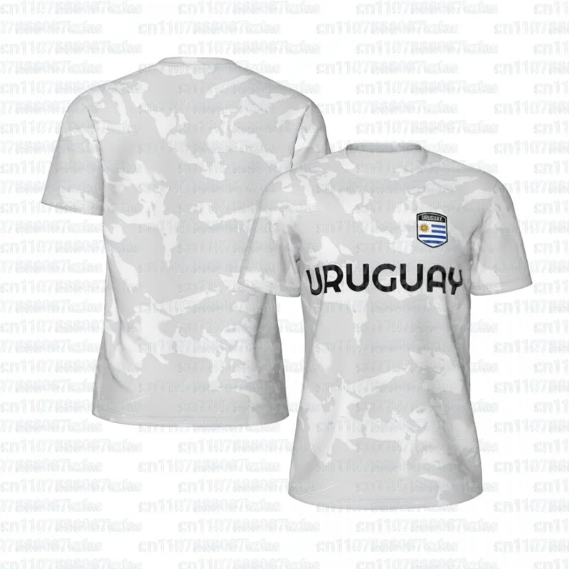 Fashion Uruguay Flag Graphic Football T Shirts Summer Trend 3D National Emblem Printed T-shirts Casual Oversized Sports Kids