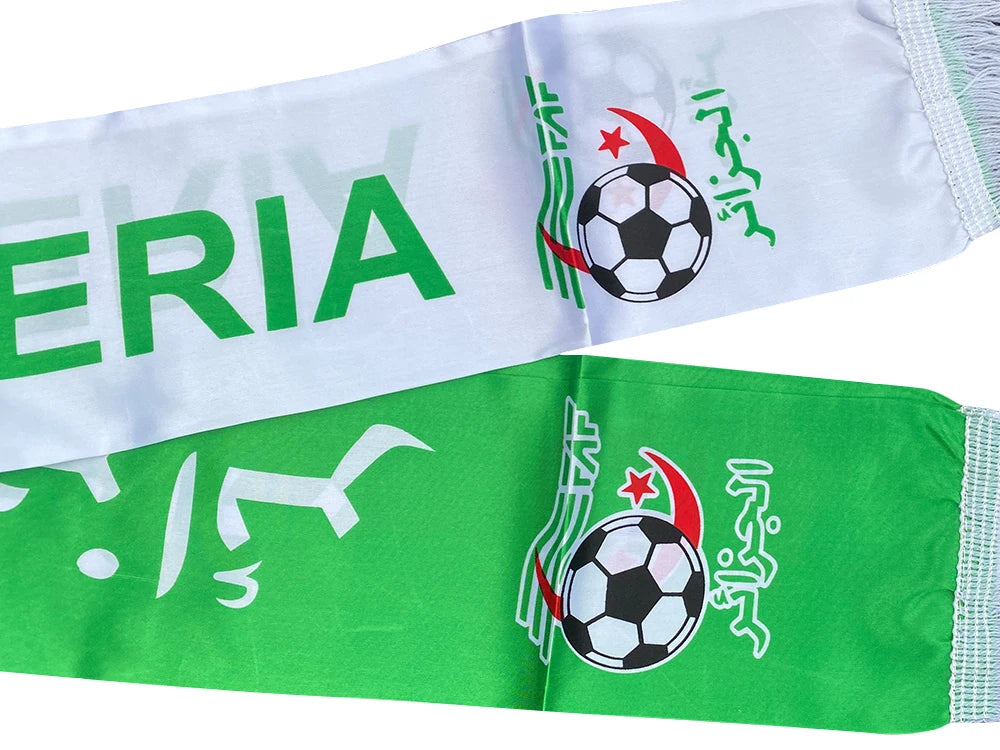 Algeria Flag Football Scarf – Satin Supporter Scarf (14×130cm)