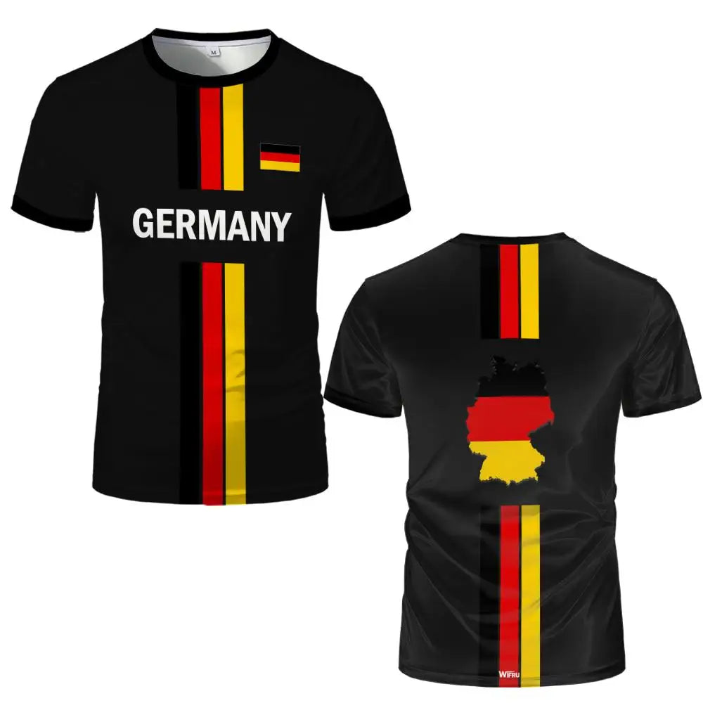 2026 New Germany Football Jersey Flag Print T-shirt Men Women Quick Dry Soccer Training Casual Streetwear Short Sleeve Sport Top