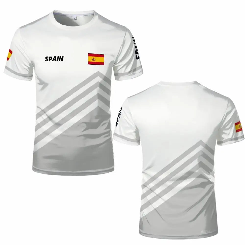 Spain Flag Graphic Jersey Fashion Geometric Print Quick-drying Football T-shirt Men Women Sports Training Casual Breathable Tops