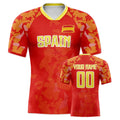 Customized Spain Soccer Jersey Personalized Name Number, National Team Football Shirt V-Neck Flag Design for Men Youth Women