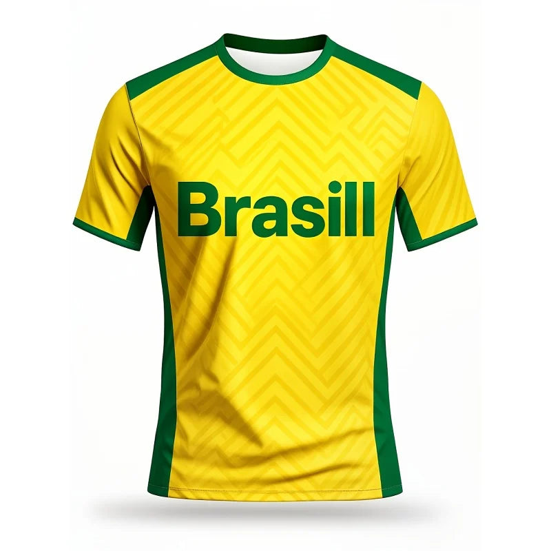 Brazilian Jerseys Pattern T-Shirt For Men Customized 3D Printed T Shirts Fashion Round Neck Casual Short Sleeve Loose Tees Tops