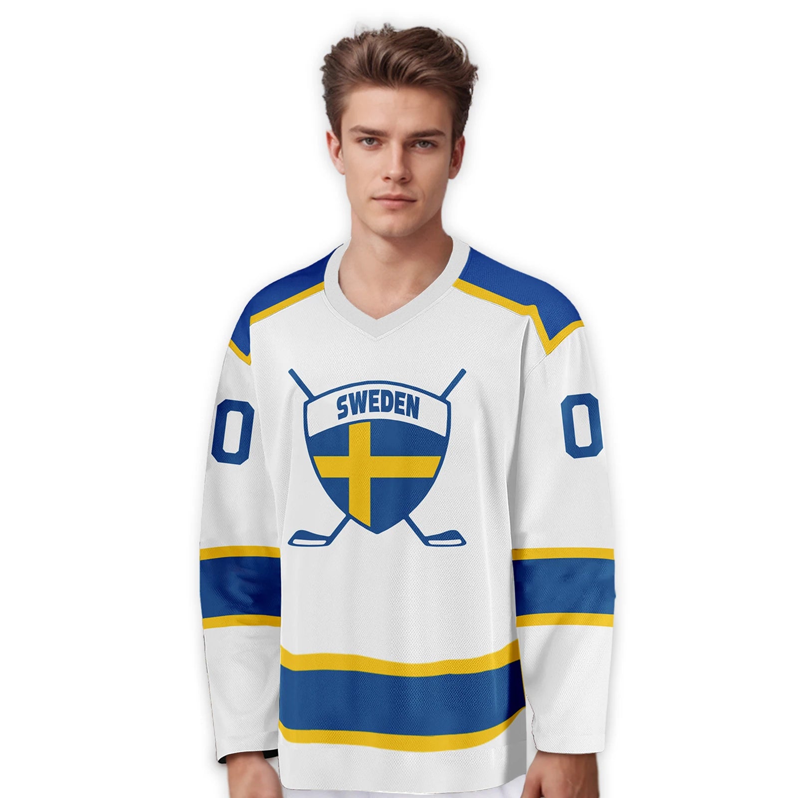 Custom Sweden Hockey Jersey Sports Fans Gift Personalized Printed Name Number Ice Hockey Shirt for Men Women Youth Kids