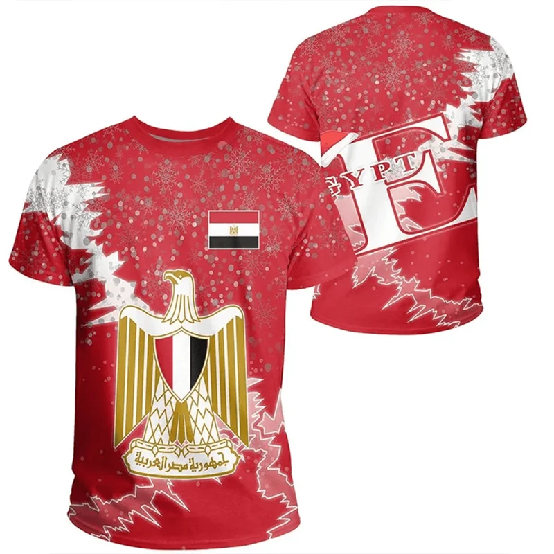 Egypt Flag Men's T-shirt 3D Printed Egyptian EG National Emblem Tops Short Sleeve O-Neck Oversized Sports Tee Shirts Clothing
