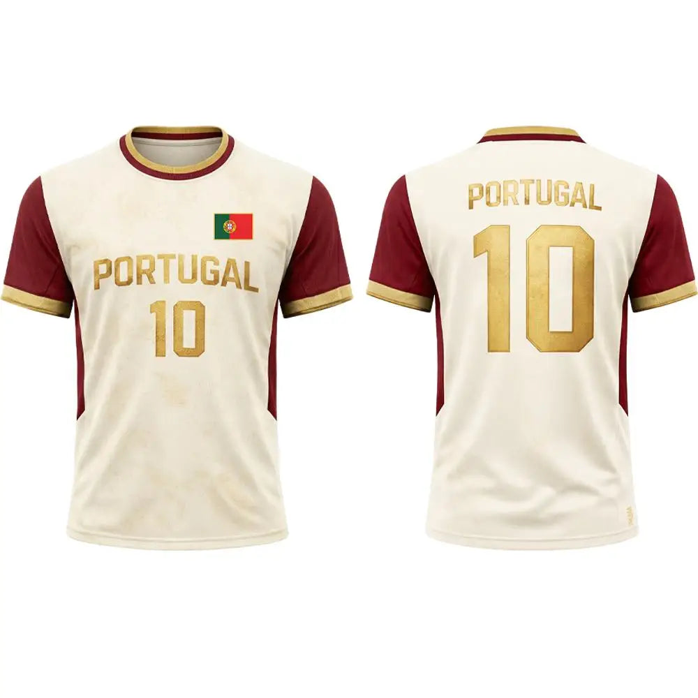Portugal Flag Print T-shirt Summer Football Training Uniform Men's And Women's Outdoor Breathable Quick-Drying Jersey Gift Top